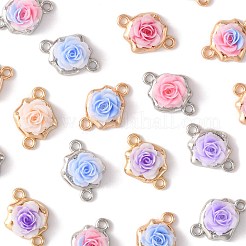 合金と樹脂のローズフラワーコネクターチャーム24個（9色）  ミックスカラー  プラチナ·ゴールデン  12.4x17.5x6.6mm&nbsp;FIND-FS0004-71