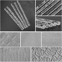 5種類のスタイルのアクリル製麺棒1本  フォンダンショコラ用  スティック  キッチンツール  混合模様  165x10mm  1個/スタイル  5pc&nbsp;DIY-PH0003-40