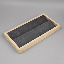 長方形の木製＆ベルベットのジュエリーオーガナイザー、イヤリング用ディスプレイトレイ  グレー  11.4x22.7x2.25cm&nbsp;ODIS-WH0099-277A