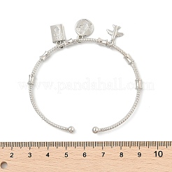 Brass Micro Pave Clear Cubic Zirconia Charm Bangles for Women&nbsp;BJEW-Z089-06P