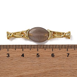 ラックメッキ真鍮とグレーアゲートの留め金  オーバル  18KGP本金メッキ  42mm&nbsp;KK-B103-13G