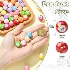 UVメッキ不透明アクリルビーズ  虹色の  ビリヤード  ツートン  ミックスカラー  16x15mm  穴：2mm&nbsp;OACR-CJC0007-14