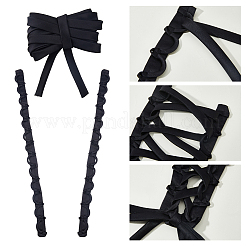 シルク サテン リボン  衣類用アクセサリー  ギフトデコレーション  ブラック  1~1-1/8インチ（25~30mm）&nbsp;OCOR-WH0105-180C