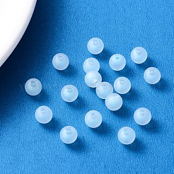 透明なアクリルビーズ  艶消し  二層ビーズ  ラウンド  ライトブルー  8x7.5mm  穴：2mm  約2080個/500g&nbsp;TACR-S135-001B