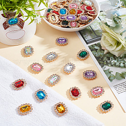 64Pcs 8 Colors Rectangle Octagon Sew on Rhinestone&nbsp;RGLA-AR0001-04