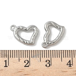 304ステンレススチールチャーム  ホローハートチャーム  変色防止  ステンレス鋼色  11.5x13.5x2.5mm  穴：1.2mm&nbsp;STAS-F320-06P
