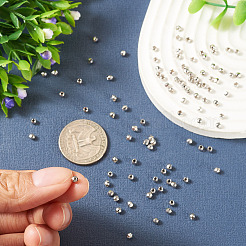 真鍮ビーズ100個  ラウンド  多面カット  プラチナ  2.5~3mm  穴：1.2mm&nbsp;KK-TA0008-54