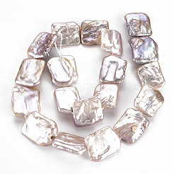天然ケシパールビーズ連売り  養殖淡水パール  長方形  リネン  17~24x16~21x3~8mm  穴：0.6mm  約19~20個/連  15.75~16.14インチ（40~41cm）&nbsp;PEAR-S020-K02