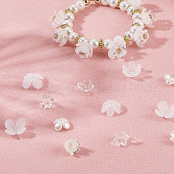 600Pcs 10 Styles ABS Plastic Imitation Pearl & Acrylic Bead Caps&nbsp;OACR-SC0002-34