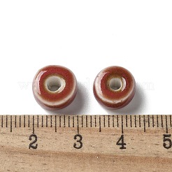 手作りの陶器ビーズ  フラットラウンド  ファイヤーブリック  9.5~10x6mm  穴：3mm&nbsp;PORC-L080-C18