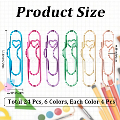 24Pcs 6 Colors Iron Paper Clips&nbsp;OFST-CP0001-16