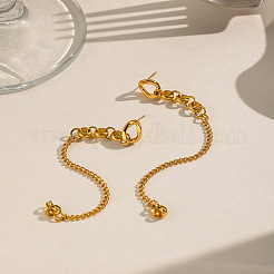 女性用304ステンレススチール製チェーンタッセルスタッドピアス  18KGP本金メッキ  48.7x8mm&nbsp;LS-IO3537-1