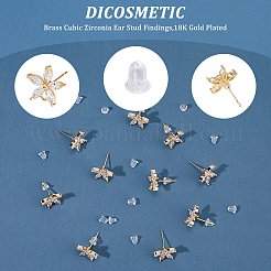 10Pcs Brass Cubic Zirconia Ear Stud Findings&nbsp;KK-DC0004-33