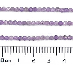天然ラベンダーアメジストビーズ連売り  多面カット  ラウンド  3mm  穴：0.6mm  約135個/連  15.35インチ（39cm）&nbsp;G-C127-A03-04