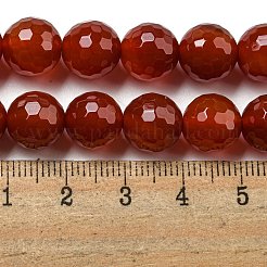 天然石カーネリアンビーズ連売り  染め＆加熱  (128 ファセット)ファセット  ラウンド  グレードA  ラウンド  10mm  穴：1.2mm  約37個/連  14.96インチ（38cm）&nbsp;G-E571-A02-03