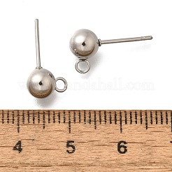 201 ステンレススチールスタッドピアス金具  ループと304ステンレススチールピン付き  ラウンド  ステンレス鋼色  17x9x6mm  穴：1.8mm  ピン：11x0.5mm&nbsp;STAS-R156-01P-07