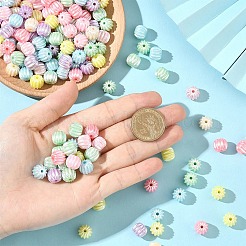 100gの模造真珠アクリルビーズ  カボチャ  ミックスカラー  11x9.4mm  穴：2.1mm&nbsp;OACR-YW0003-84