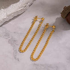 Minimalist Curb Chain Tassel 304 Stainless Steel Stud Earrings&nbsp;LS-UW3398