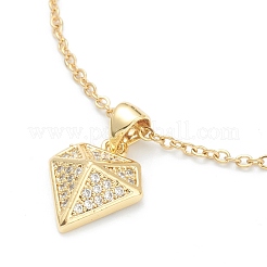 Brass Micro Pave Clear Cubic Zirconia Pendant Necklaces&nbsp;NJEW-F281-04