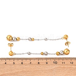 304ステンレススチール製ツートンラウンドタッセルスタッドピアス  ゴールデン·ステンレス鋼色  78x8mm&nbsp;EJEW-A136-05A-GP