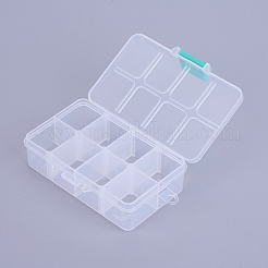 オーガナイザー収納プラスチックボックス  調整可能な仕切りボックス  長方形  ホワイト  11x7x3cm  1つのコンパートメントさ：3x2.5cm  8区画/ボックス&nbsp;X-CON-X0002-01