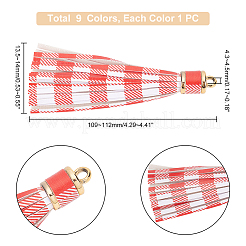 9個 9色 PUイミテーションレザータッセルペンダント  プラスチック製のパーツと  ミックスカラー  109~112x13.5~14mm  穴：4.3mm  1pc /カラー&nbsp;FIND-WR0005-86