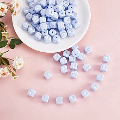20Pcs Blue Cube Letter Silicone Beads 12x12x12mm Square Dice Alphabet Beads with 2mm Hole Spacer Loose Letter Beads for Bracelet Necklace Jewelry Making&nbsp;JX434Z