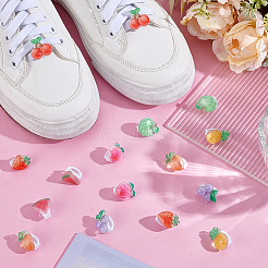16Pcs 8 Styles Fruits Resin & Plastic Shoelace Buckle Clips&nbsp;HJEW-HY00149