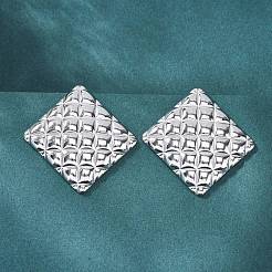 女性用304ステンレススチールスタッドピアス  菱形  ステンレス鋼色  44x44mm&nbsp;EJEW-K306-08P