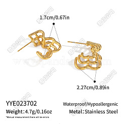 女性用多層構造304ステンレススチール製スタッドピアス  PVD真空メッキ  18KGP本金メッキ  22.7x17mm&nbsp;GC2084