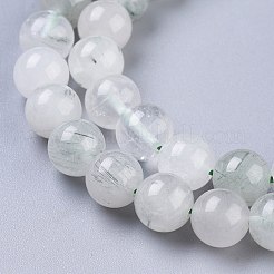 天然石グリーンルチルクォーツビーズ連売り  ラウンド  8.5mm  穴：1mm  約45個/連  15.16インチ（38.5cm）&nbsp;G-R475-013B