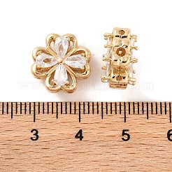 Brass Micro Pave Clear Cubic Zirconia Beads&nbsp;KK-S389-21G