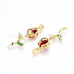Brass Micro Pave Cubic Zirconia Pendants&nbsp;KK-N254-221G-03