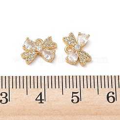 真鍮マイクロパヴェクリアキュービックジルコニアチャーム  ちょう結びのチャーム  18KGP本金メッキ  8x11x3mm  穴：1.2mm&nbsp;KK-P355-14G