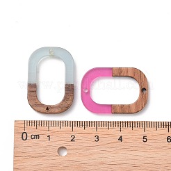 樹脂＆ウォールナットウッドリンクコネクター  オーバル  ミックスカラー  28x19.5x4mm  穴：1.8mm&nbsp;RESI-S367-06-M