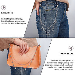 2Pcs 2 Styles Heart Star Alloy & Iron Double Layer Chains for Jeans Pants&nbsp;HJEW-GA00015