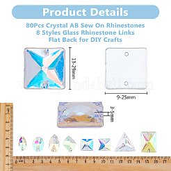 80Pcs 8 Styles Rectangle/Oval/Triangle Sew on Rhinestone&nbsp;GLAA-DC0001-45