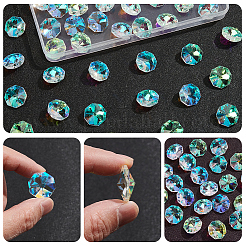 八角形縫い付けガラスラインストーン50個  クリアAB  20x20x10.5mm  穴：1.6mm&nbsp;GLAA-SP0001-83A-01