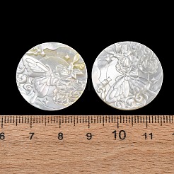Natural White Shell Carved Cabochons&nbsp;SHEL-G024-01C