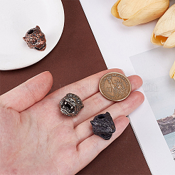 3個 3色 真鍮ヨーロピアンビーズ  大穴ビーズ  ヒョウ  ミックスカラー  19.5x17x20.5mm  穴：5.5~10.5mm  1pc /カラー&nbsp;KK-OC0001-85