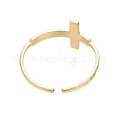 304 Stainless Steel Cross Open Cuff Ring&nbsp;RJEW-T023-17G