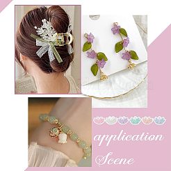 樹脂製模造パールビーズキャップ 300色 6個  マルチ花弁  花  ミックスカラー  10x10x3mm  穴：1mm  50個/カラー&nbsp;RESI-NB0001-91
