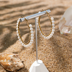 Chic Beach Style Oval 201 Stainless Steel Hoop Earrings&nbsp;GD7947