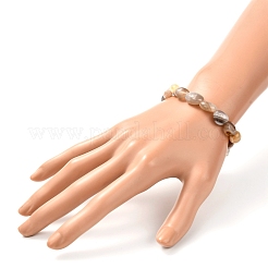 ナチュラルボツワナアゲートビーズストレッチブレスレット  内径：2-1/8~2-1/4インチ（5.5~5.8cm）&nbsp;BJEW-JB06988-04