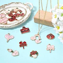 30Pcs 15 Styles Valentine's Day Theme Alloy Enamel Pendants&nbsp;ENAM-FS0004-22