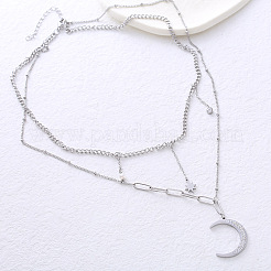 European Moon Layered Necklace for Women Simple Elegant Fashion Jewelry&nbsp;CO2493-1