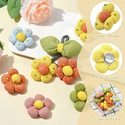 6Pcs 6 Styles Flower Cotton Brooches&nbsp;JEWB-CJ0001-72