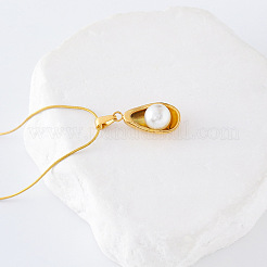 3Pcs French Stainless Steel & Imitation Pearl Avocado Pendant Necklaces for Women&nbsp;MX4396