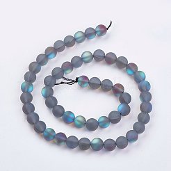合成ムーンストーンビーズ連売り  ホログラフィックビーズ  艶消し  染め  ラウンド  8mm  穴：1mm  約49個/連  15.15インチ&nbsp;G-F430-02-8mm