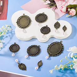 10Pcs 5 Style Alloy Pendant Cabochon Settings&nbsp;HJEW-TAC0119